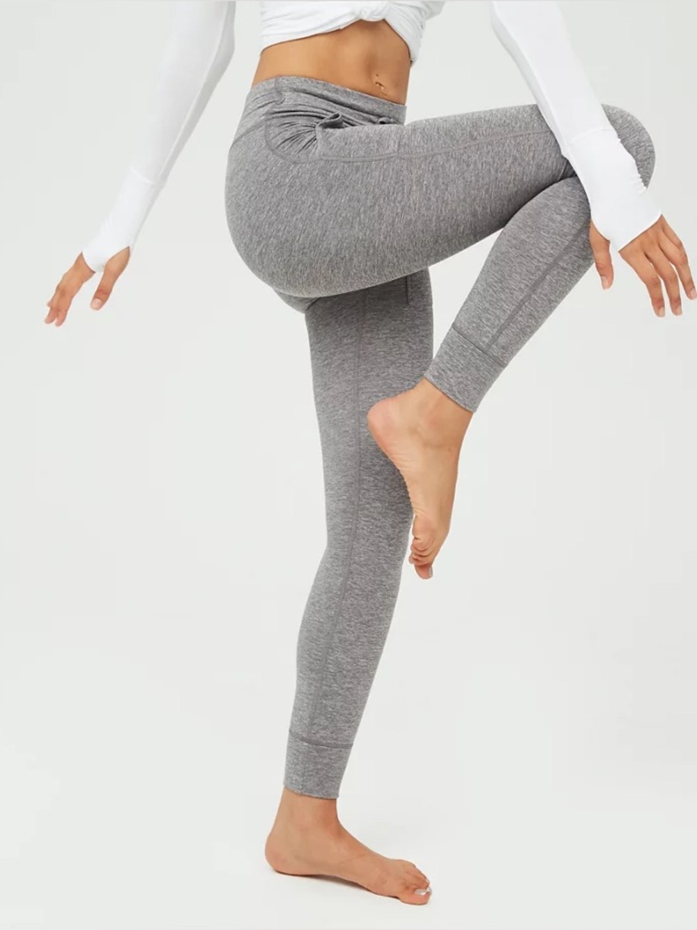 Aerie Heather Gray Warmup Drawcord Legging Joggers